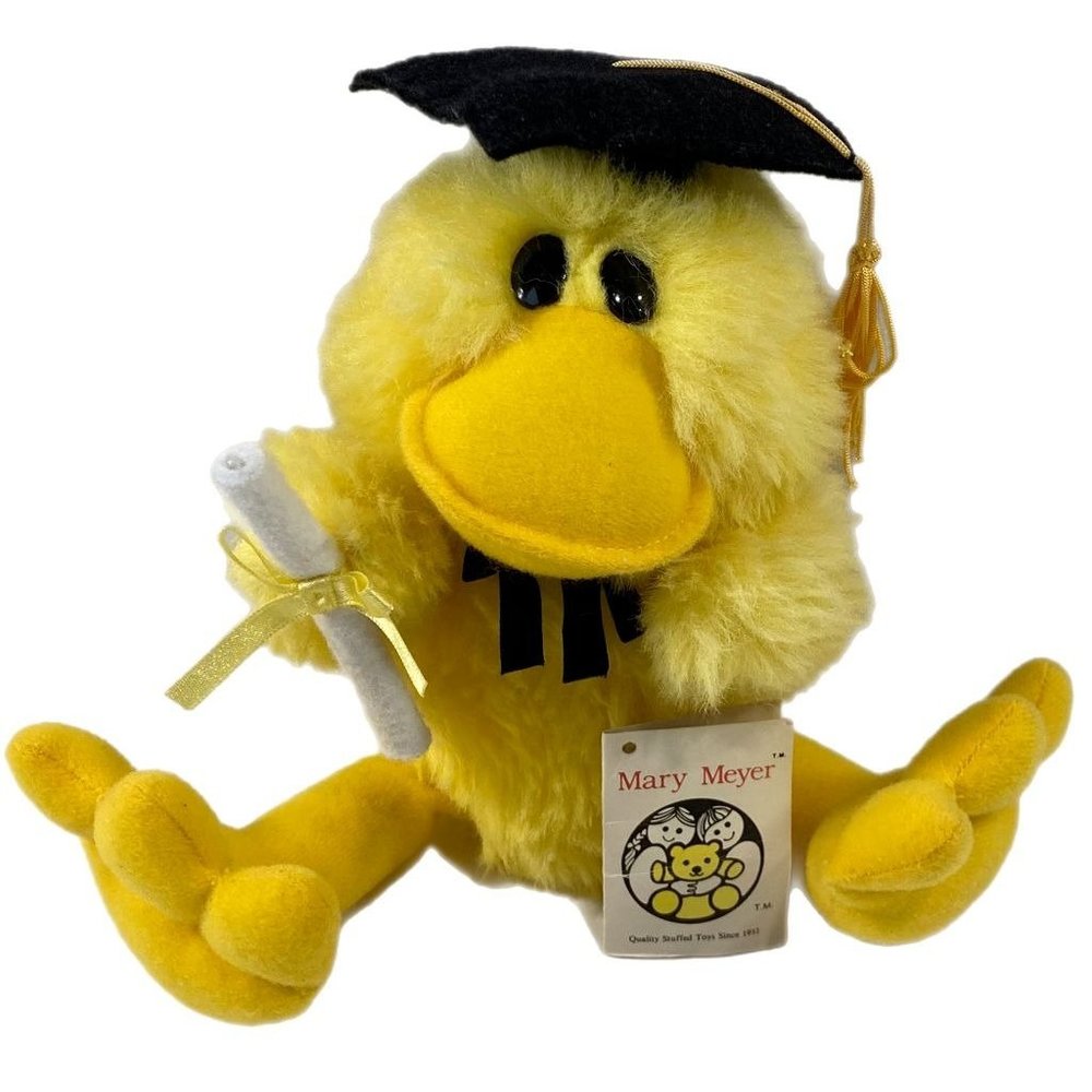 Vintage Mary Meyer Graduation Duck Plush Diploma Doodles Stuffed Animal 10"
